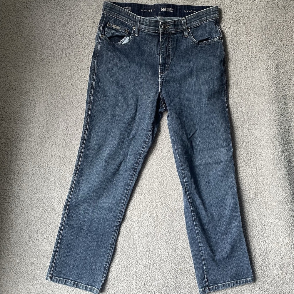 Lee Jeans Womens 6b / 30x28 Regular Straight Flex Motion Stretch Waistband Blue